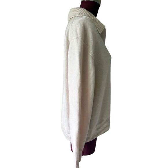 Athleta Wool Cashmere Collared Sweater XL Cream - Picture 10 of 10